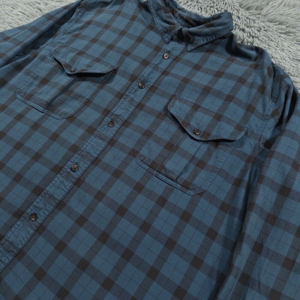 Filson Shirt Extra Large Blue Button Up Flannel Plaid Outdoor Workwear Mens